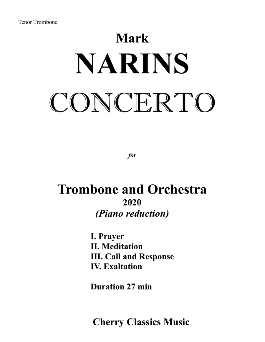 Concerto for Trombone & Orchestra:Piano reduction Piano Accompaniment scores gallery preview page 2