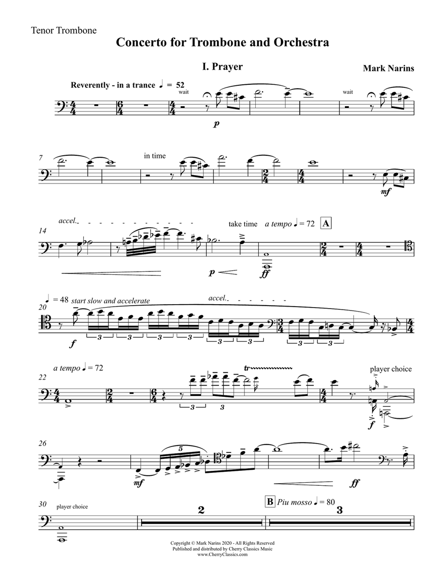 Concerto for Trombone & Orchestra:Piano reduction Piano Accompaniment scores gallery preview page 3