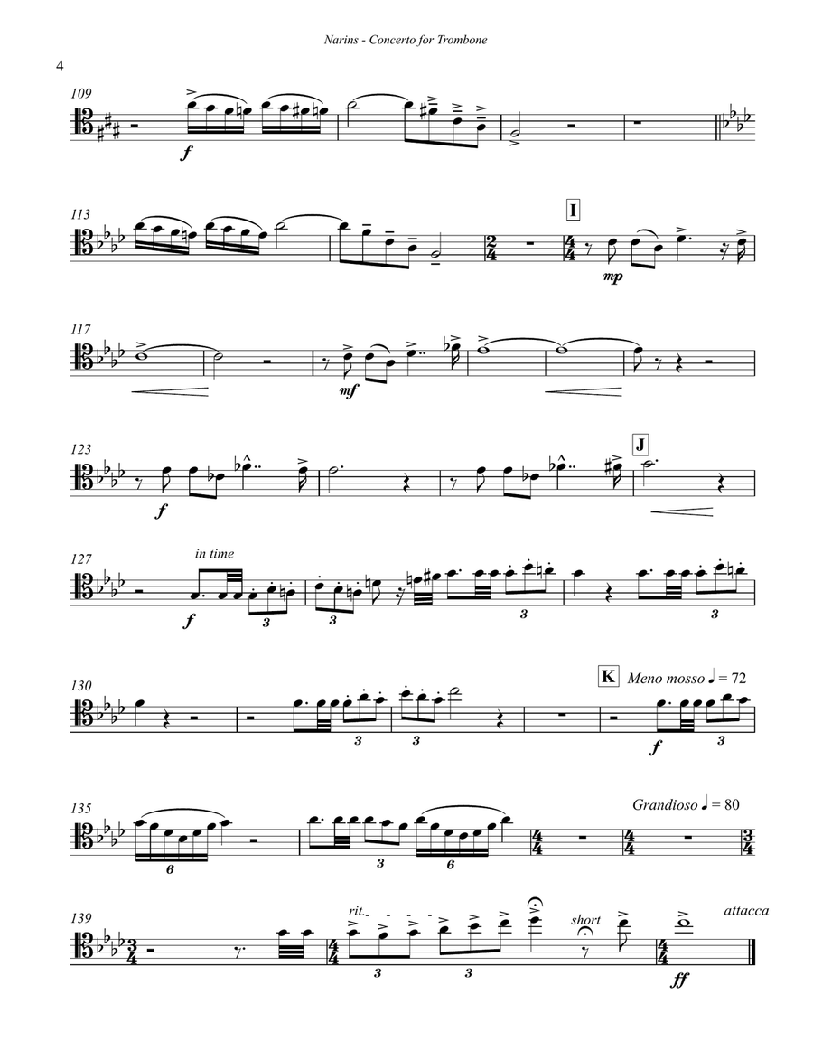Concerto for Trombone & Orchestra:Piano reduction Piano Accompaniment scores gallery preview page 4