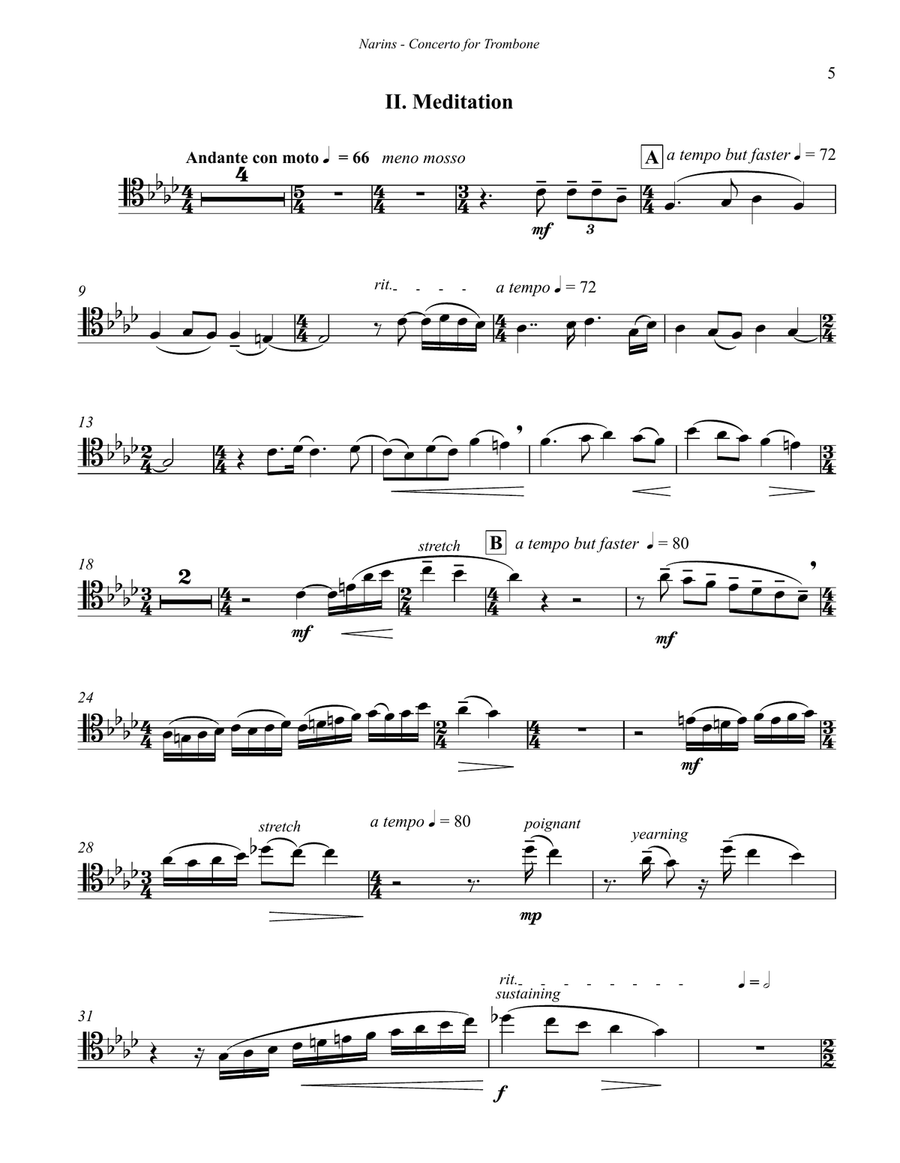 Concerto for Trombone & Orchestra:Piano reduction Piano Accompaniment scores gallery preview page 5