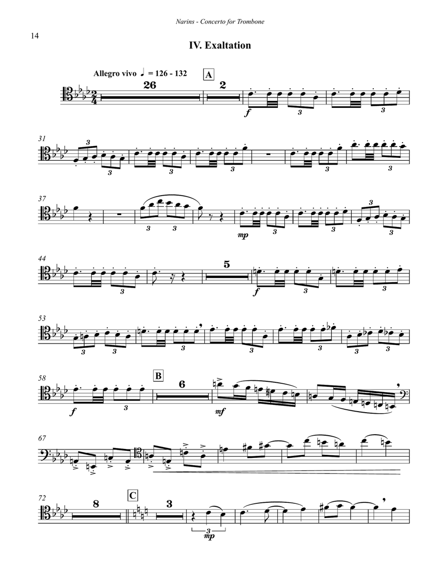 Concerto for Trombone & Orchestra:Piano reduction Piano Accompaniment scores gallery preview page 7