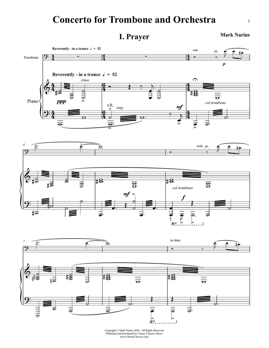 Concerto for Trombone & Orchestra:Piano reduction Piano Accompaniment scores gallery preview page 8