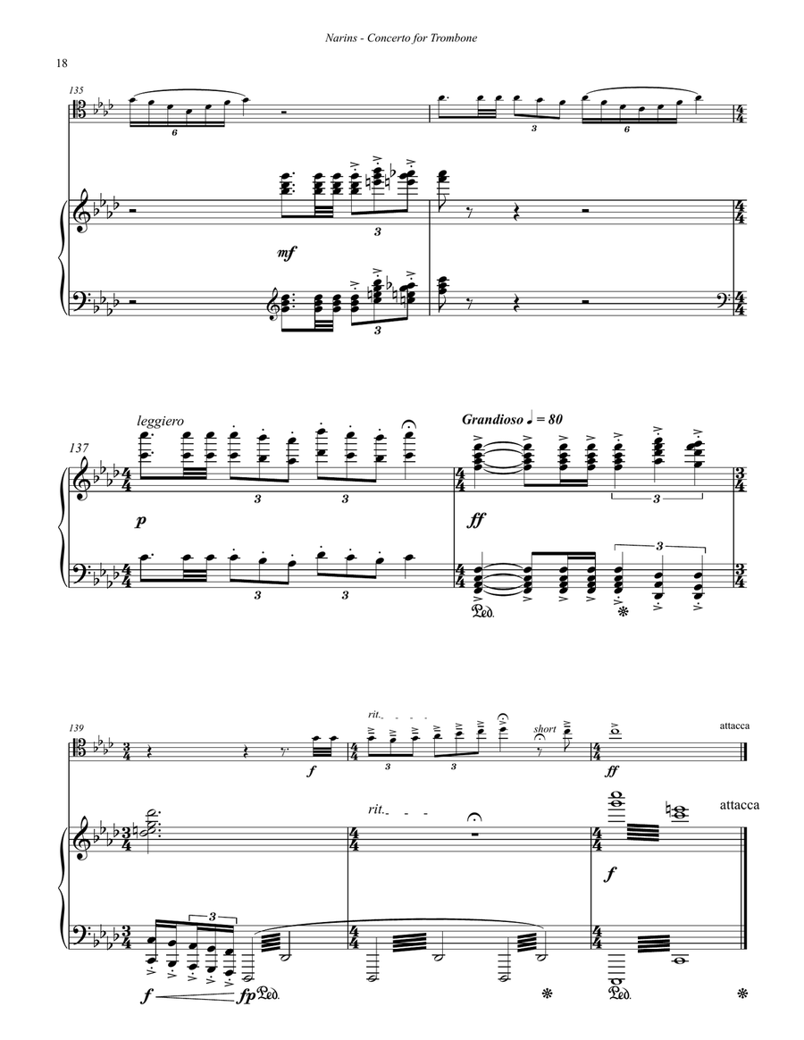 Concerto for Trombone & Orchestra:Piano reduction Piano Accompaniment scores gallery preview page 9