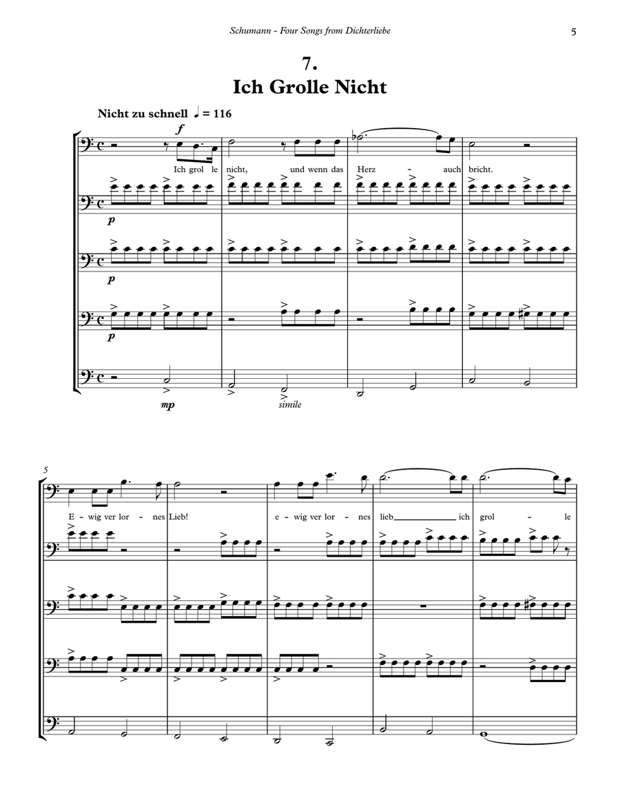 Four Songs from Dichterliebe for solo Trombone & Trombone Quartet Trombone Quartet scores gallery preview page 4