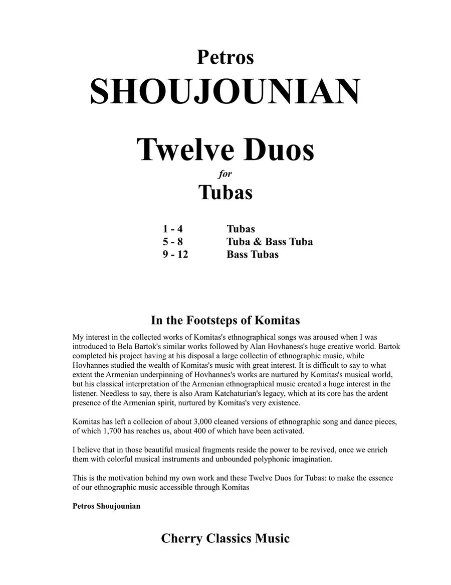 Twelve Duos for Tubas based on Armenian Folk Songs Brass Duet scores gallery preview page 2