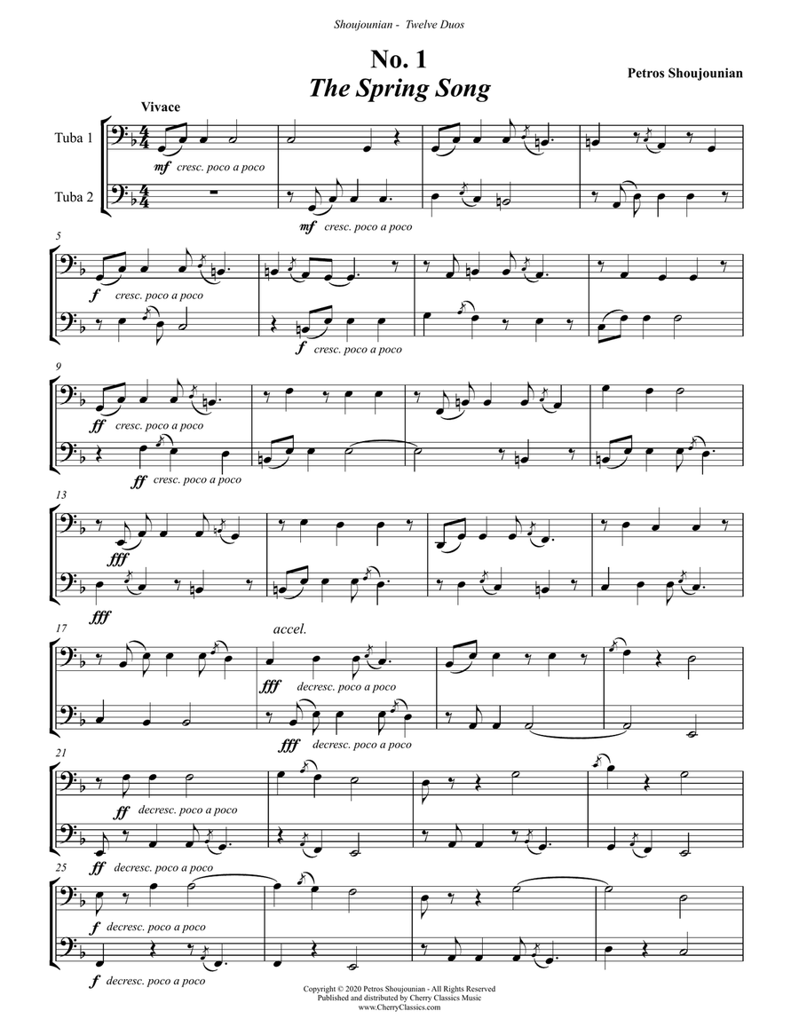 Twelve Duos for Tubas based on Armenian Folk Songs Brass Duet scores gallery preview page 3