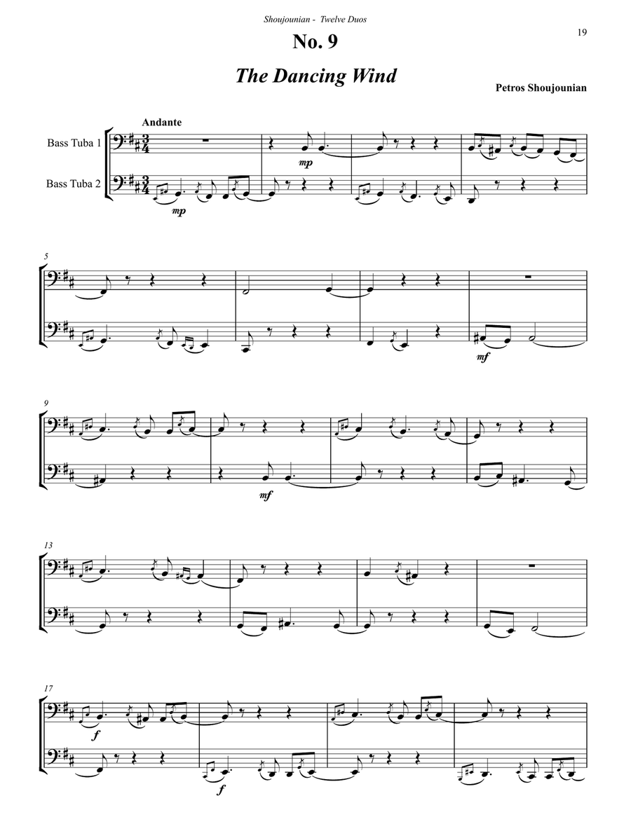 Twelve Duos for Tubas based on Armenian Folk Songs Brass Duet scores gallery preview page 5