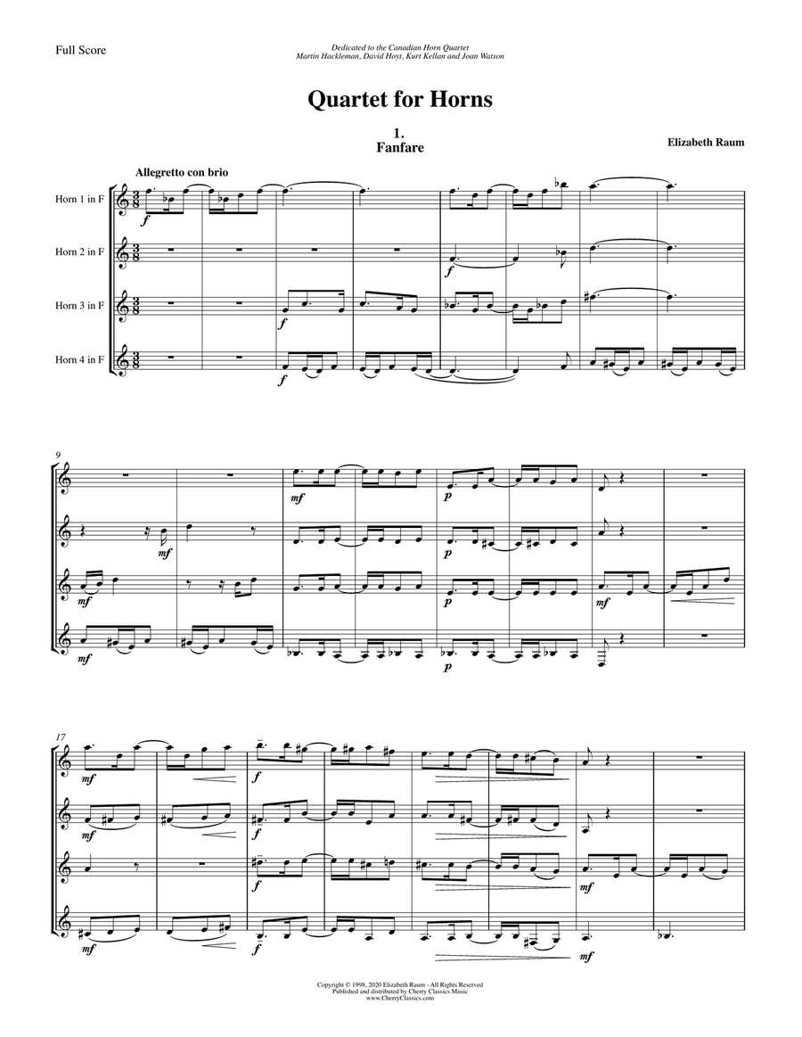 Quartet for Horns Quartet for Horns Horn scores gallery preview page 2