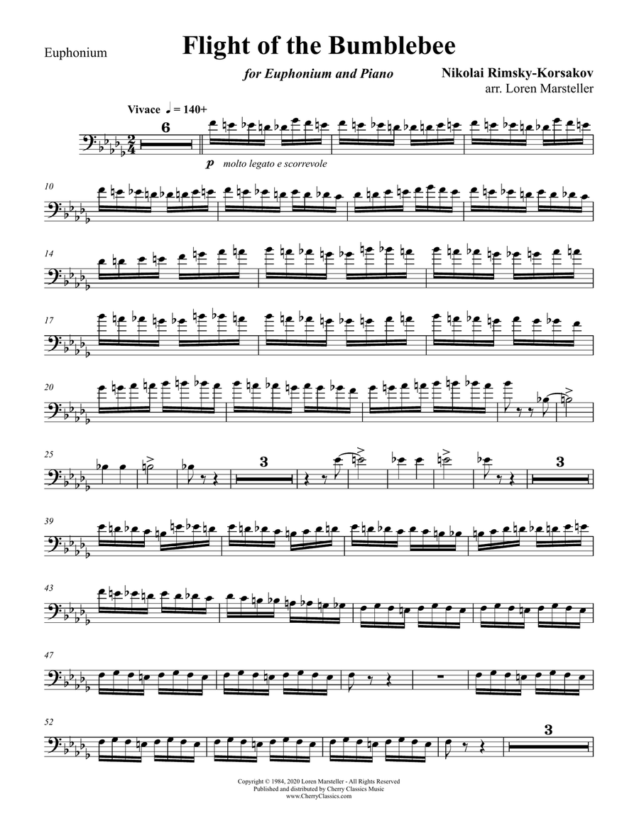 Flight of the Bumblebee for Euphonium and Piano Euphonium scores gallery preview page 2