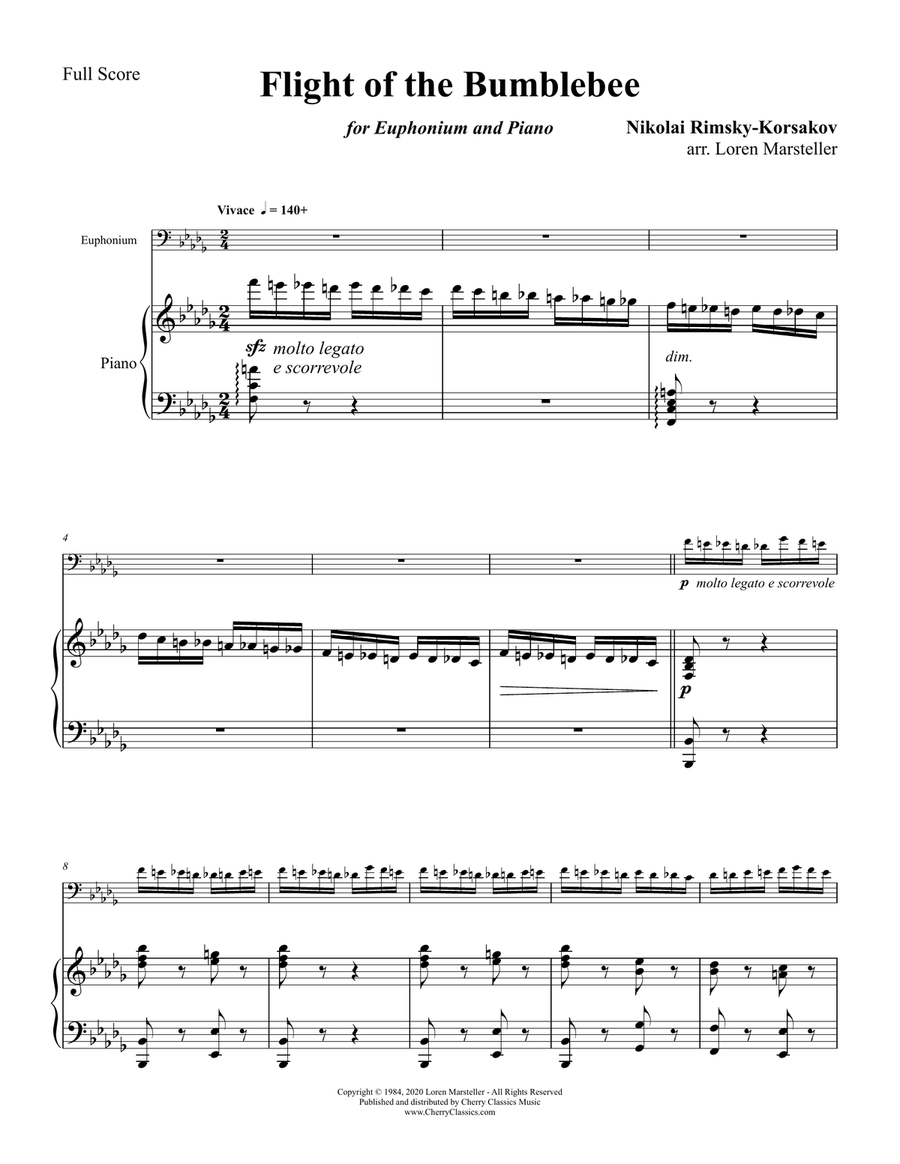 Flight of the Bumblebee for Euphonium and Piano Euphonium scores gallery preview page 3