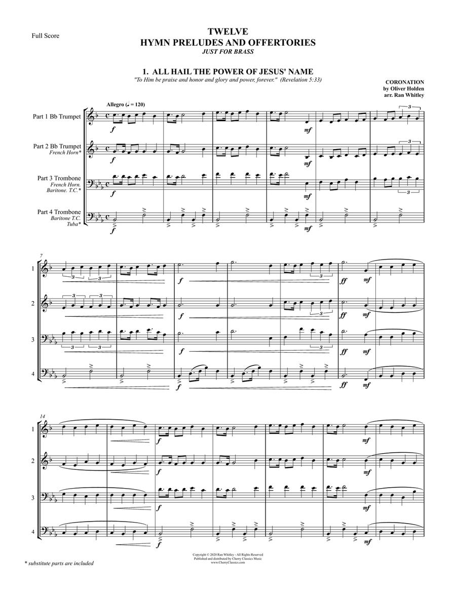 Twelve Hymn Preludes and Offertories for 4-part Brass Ensemble, Volume 1 4-Part scores gallery preview page 3