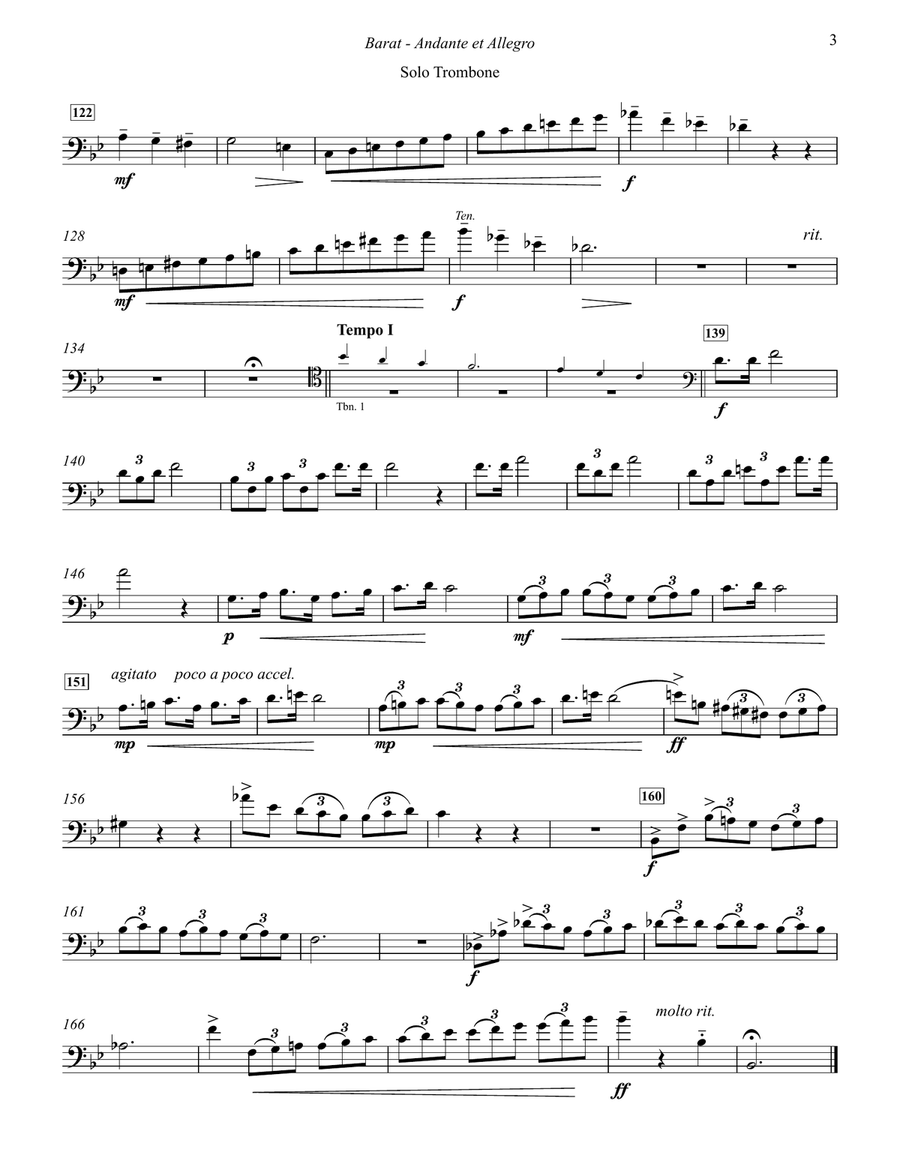 Andante et Allegro for Brass Quintet featuring solo Trombone Brass Quintet scores gallery preview page 4