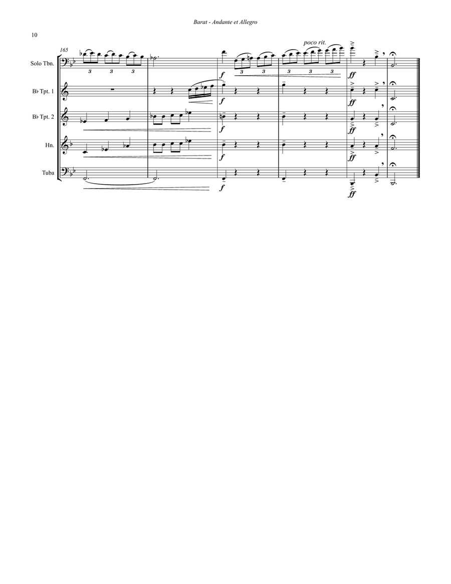 Andante et Allegro for Brass Quintet featuring solo Trombone Brass Quintet scores gallery preview page 7