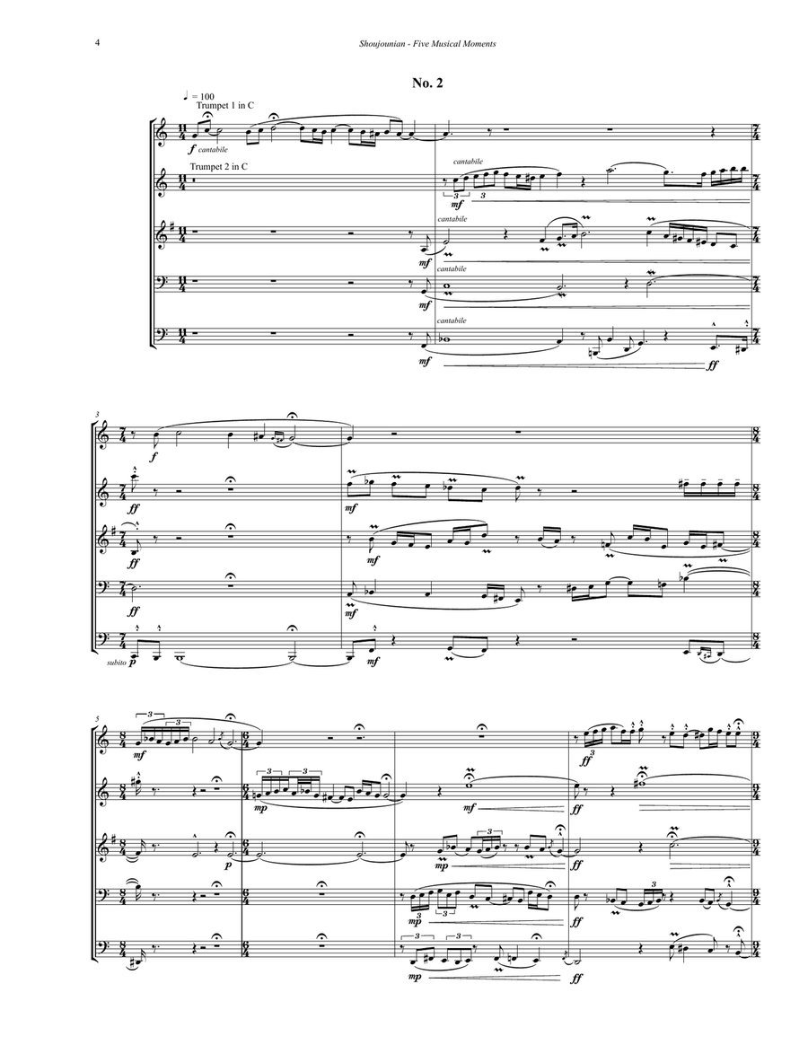 Five Musical Moments for Brass Quintet Brass Quintet scores gallery preview page 3