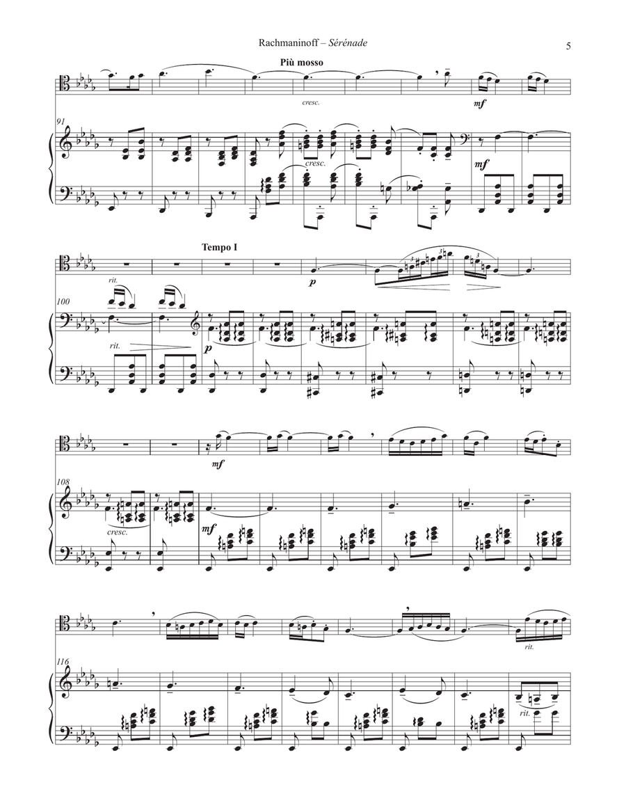 Serenade, Op. 3, No. 5 for Trombone and Piano Piano Accompaniment scores gallery preview page 3