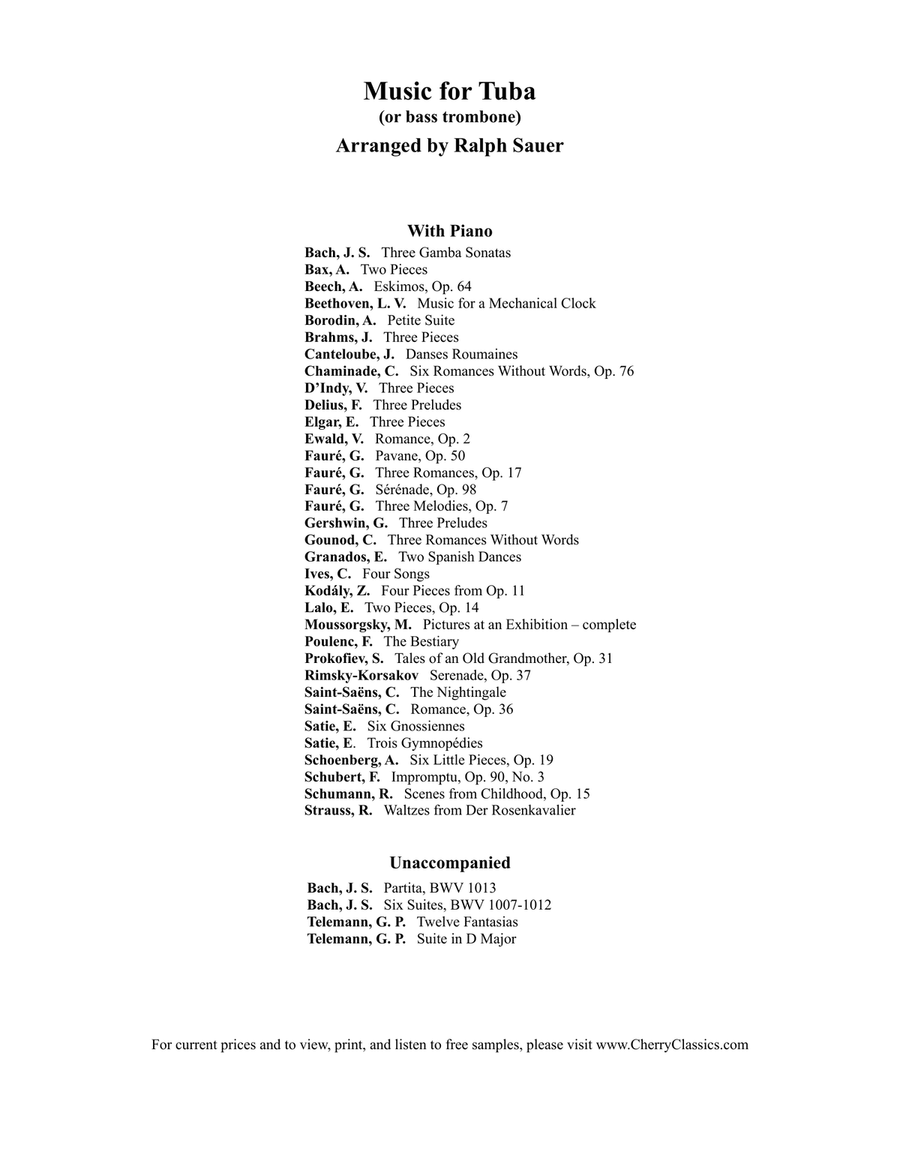 Serenade, Op. 3, No. 5 for Tuba or Bass Trombone and Piano Bass Trombone scores gallery preview page 5