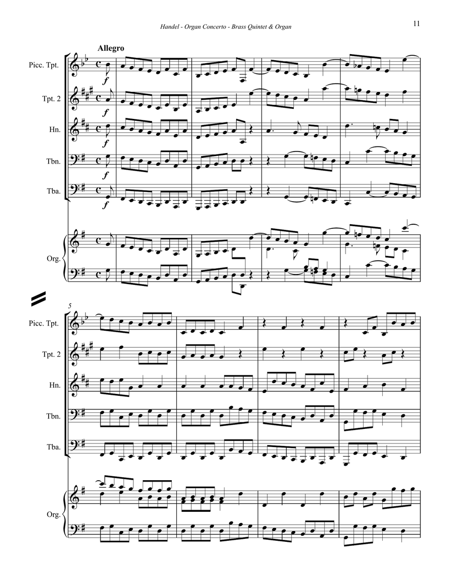 Concerto in G Minor for Brass Quintet and Organ Organ scores gallery preview page 3