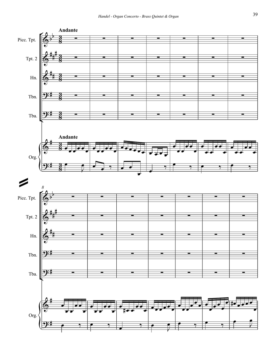 Concerto in G Minor for Brass Quintet and Organ Organ scores gallery preview page 5