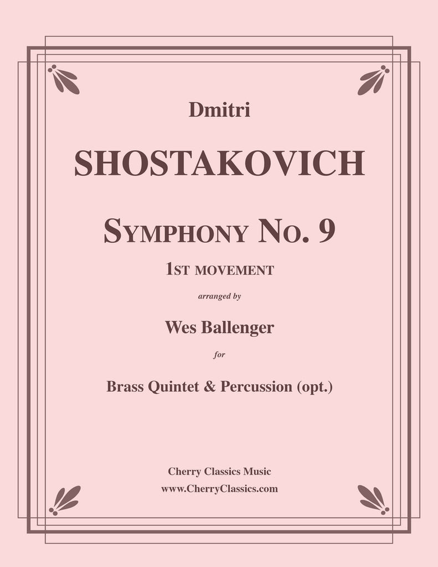 Symphony No. 9 1st movement for Brass Quintet and Percussion (optional) Percussion scores gallery preview page 1