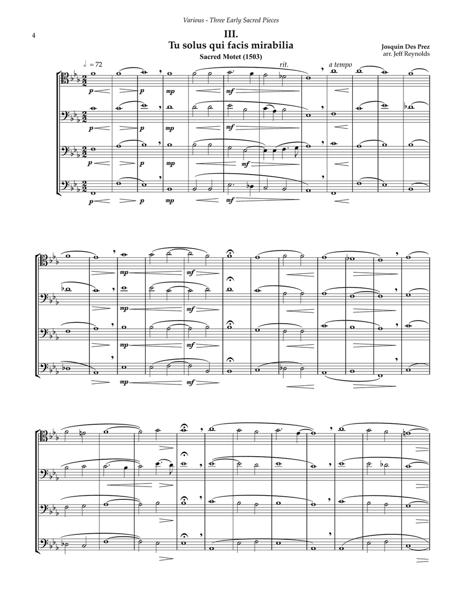 Three Early Sacred Pieces for 4-part Trombone Ensemble 4-Part scores gallery preview page 4