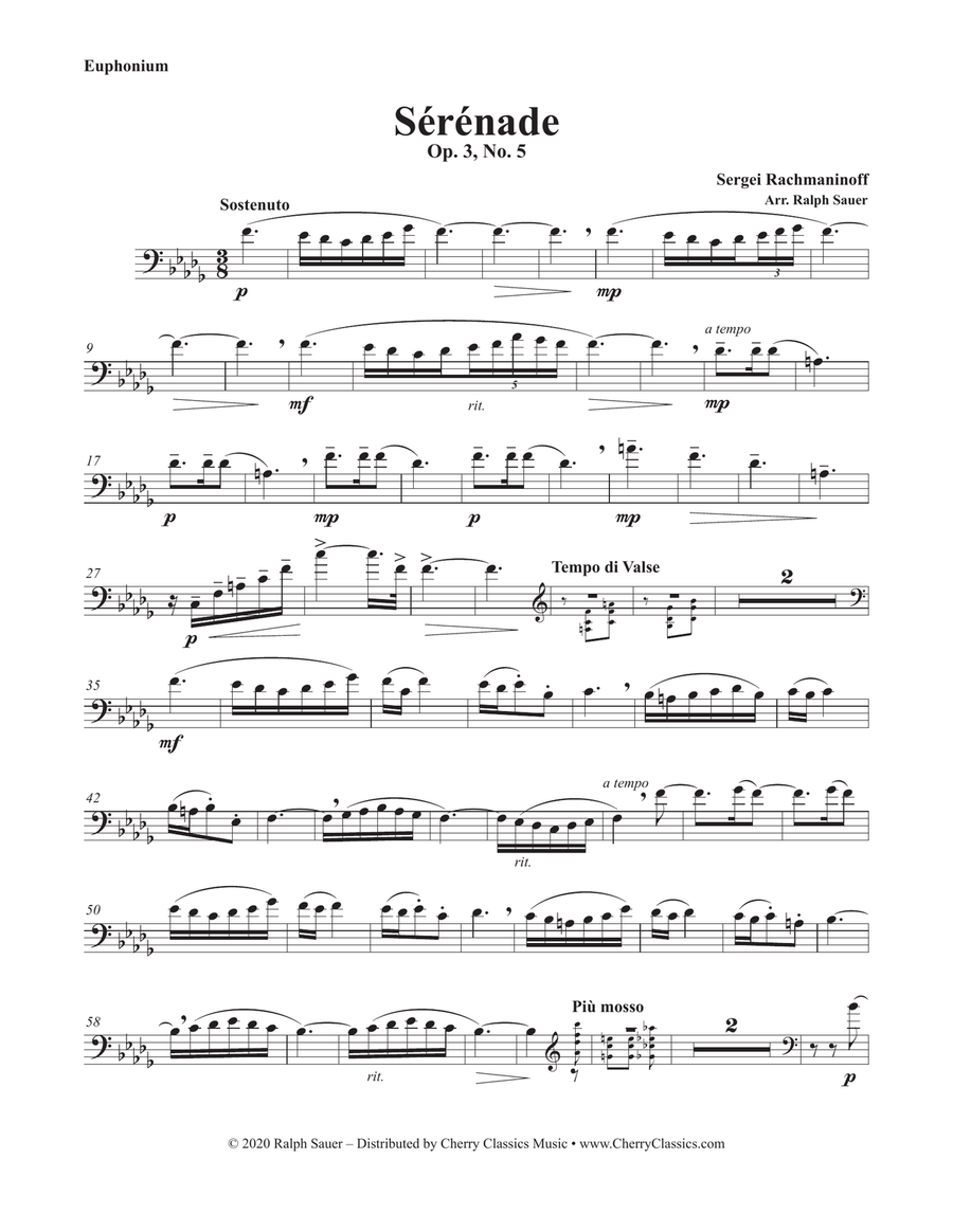 Serenade, Op. 3, No. 5 for Euphonium and Piano Euphonium scores gallery preview page 7