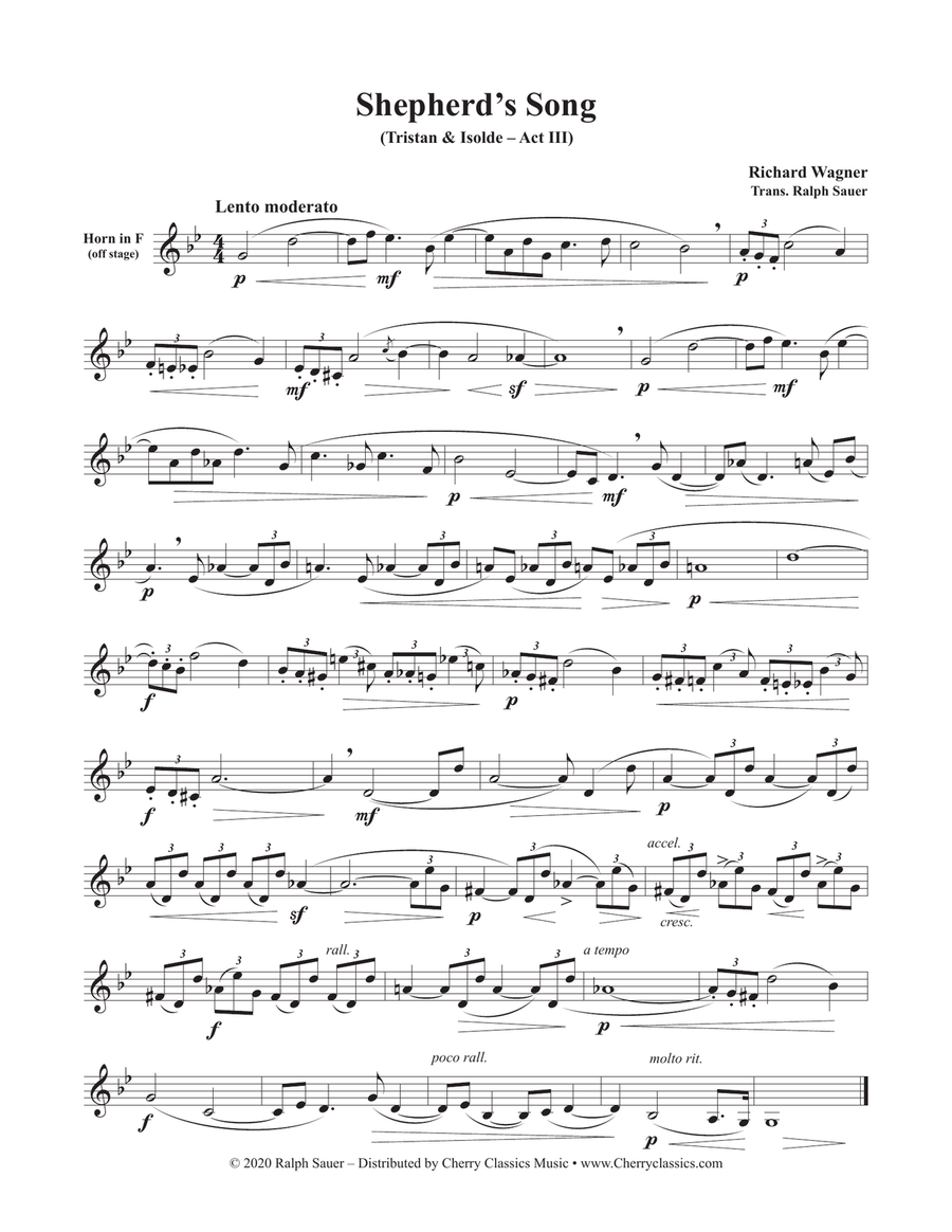 Shepherd’s Song from Tristan & Isolde for Horn A Cappella scores gallery preview page 2