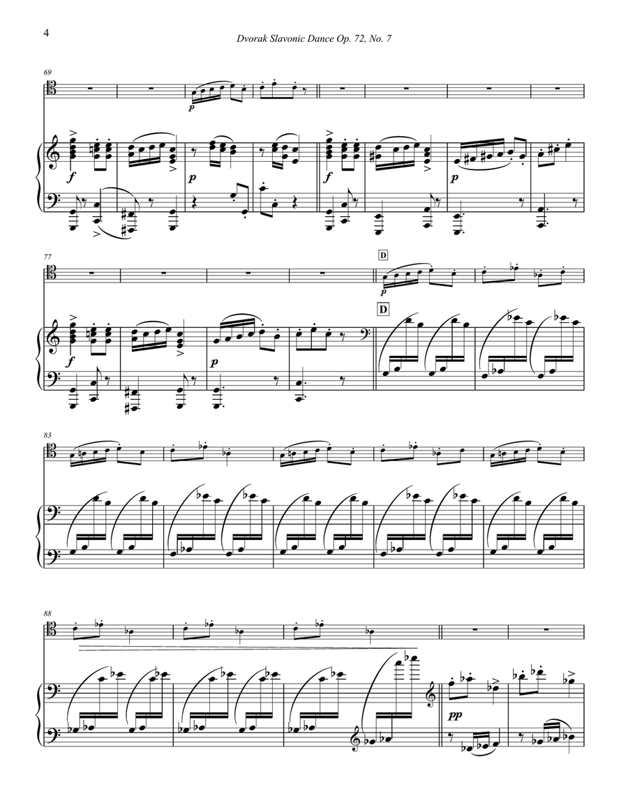 Slavonic Dance, Op. 72 No. 7 for Trombone & Piano Piano Accompaniment scores gallery preview page 3