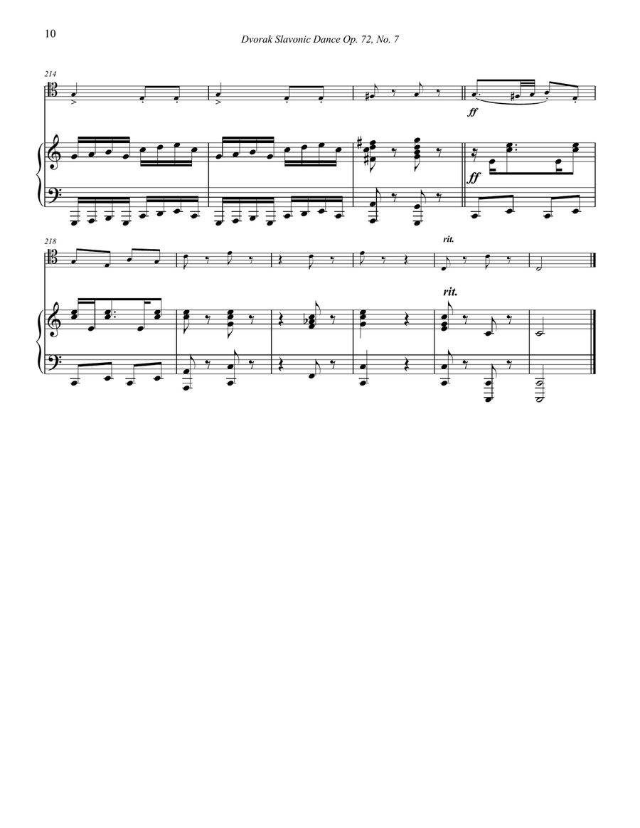 Slavonic Dance, Op. 72 No. 7 for Trombone & Piano Piano Accompaniment scores gallery preview page 4
