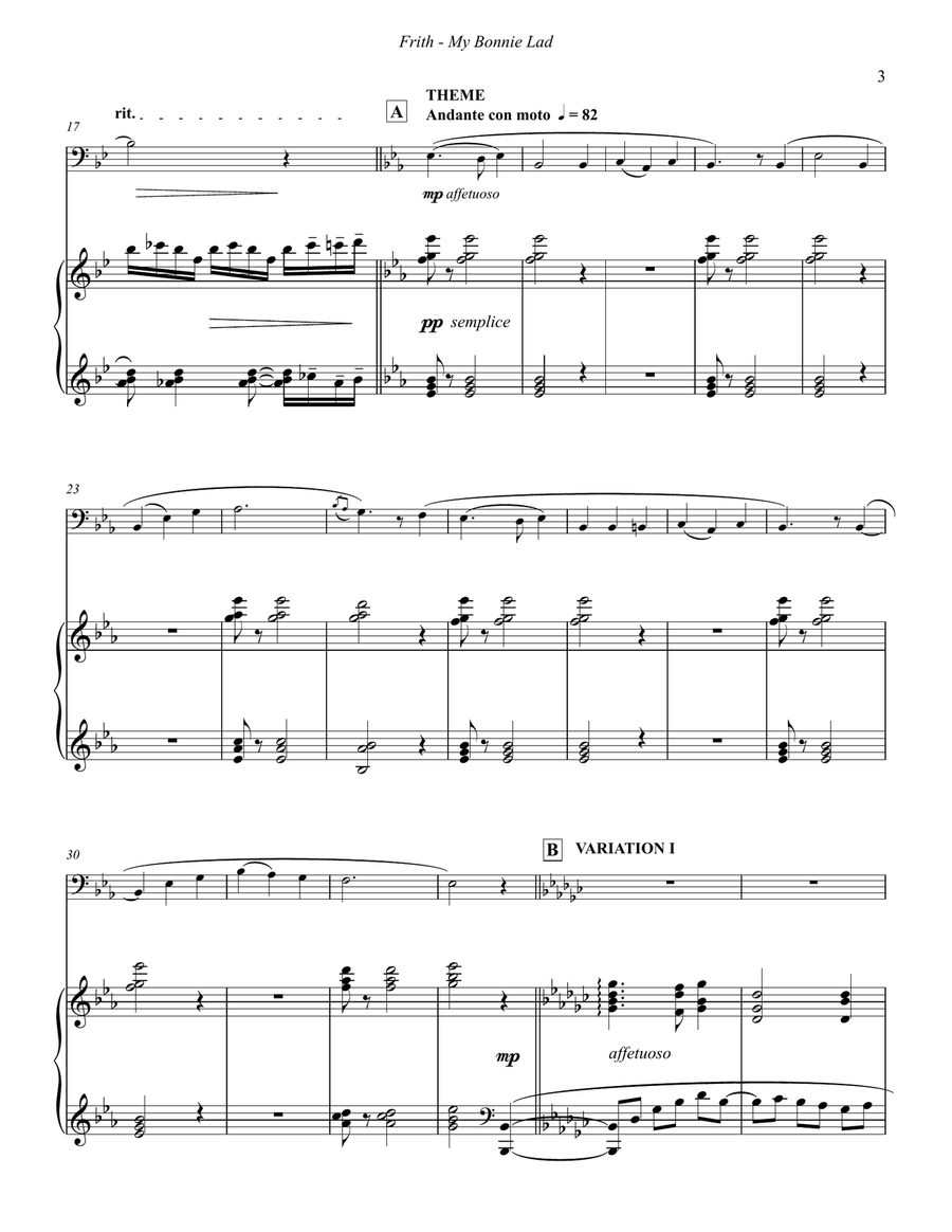 My Bonny Lad, Theme and Variations on a Northumbrian Folk Song for Tuba and Piano Tuba scores gallery preview page 3