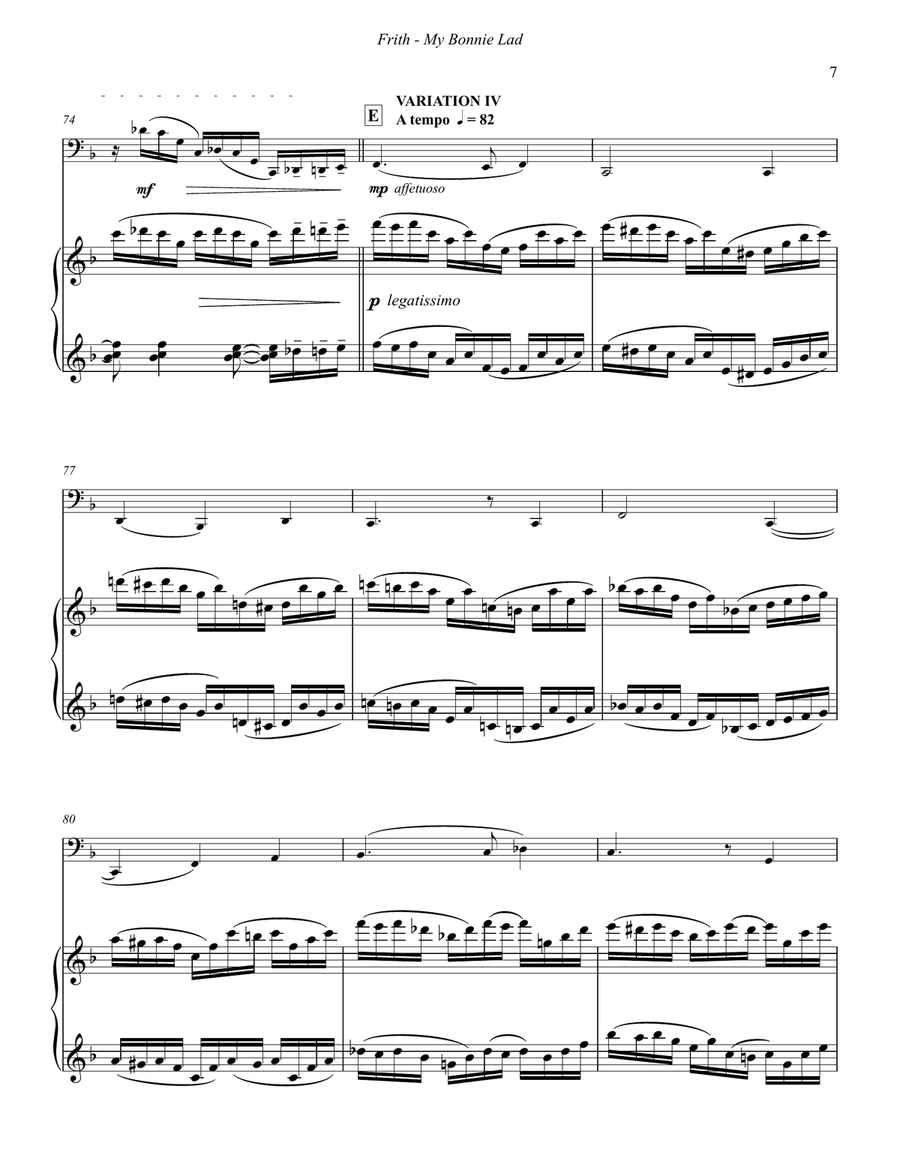 My Bonny Lad, Theme and Variations on a Northumbrian Folk Song for Tuba and Piano Tuba scores gallery preview page 5