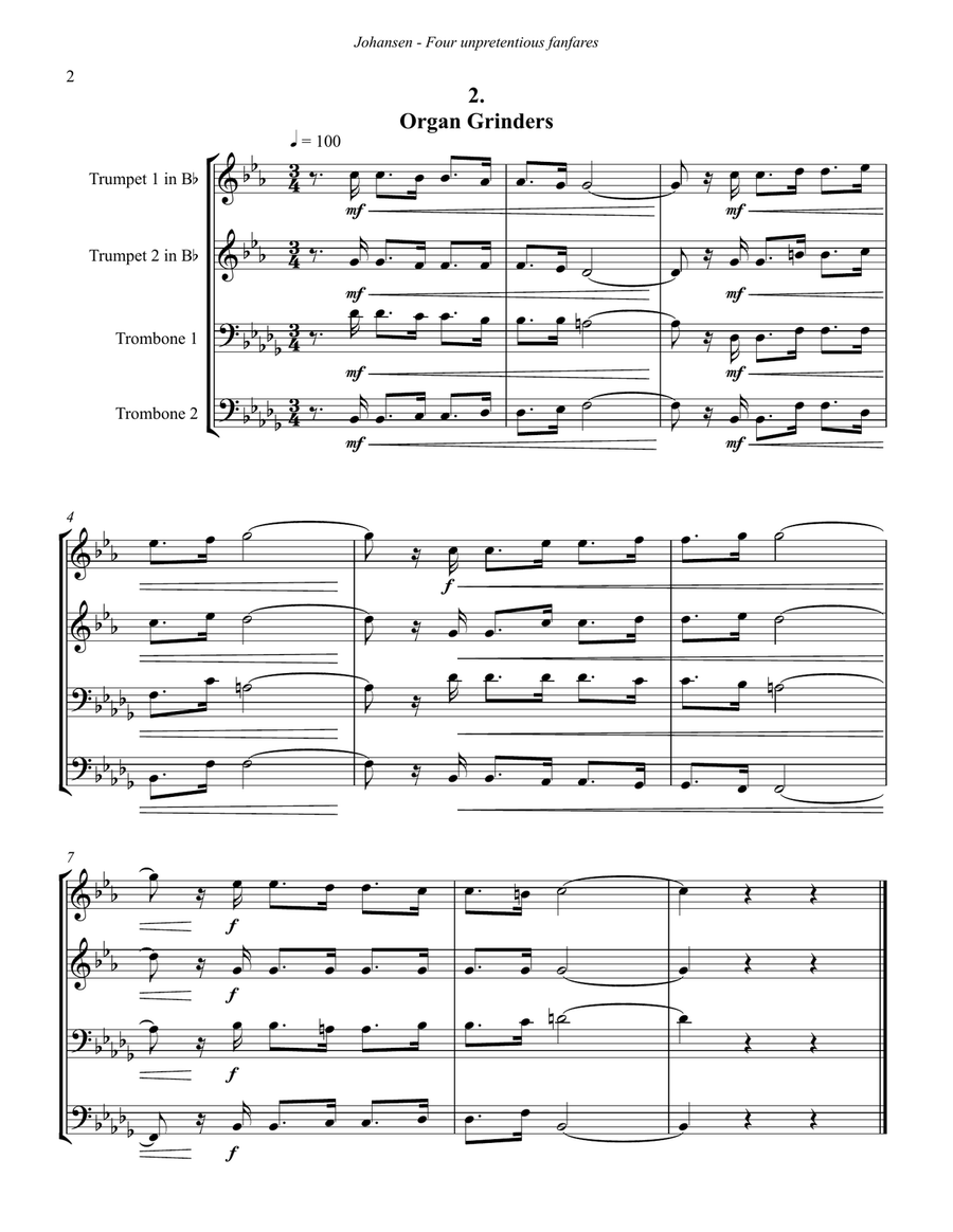 Four unpretentious fanfares for Brass Quartet Brass Quartet scores gallery preview page 3