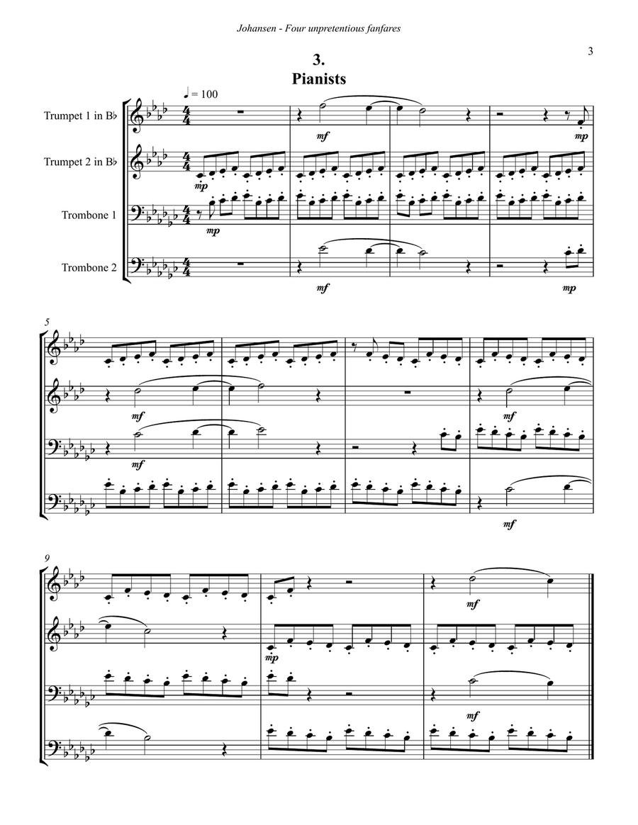 Four unpretentious fanfares for Brass Quartet Brass Quartet scores gallery preview page 4