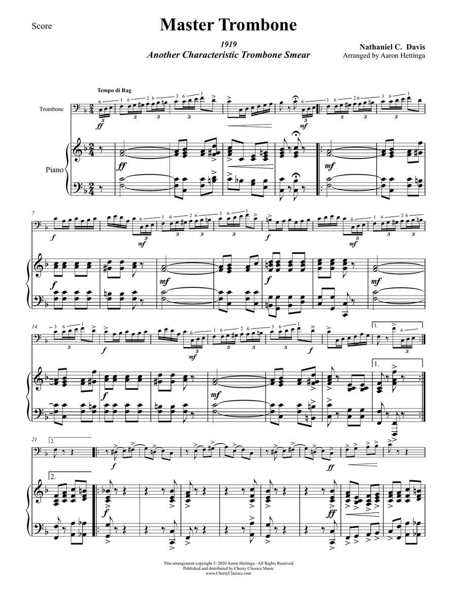 Master Trombone for Trombone and Piano Piano Accompaniment scores gallery preview page 2