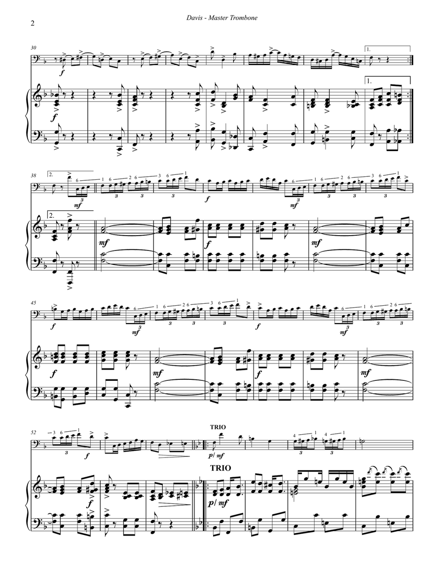 Master Trombone for Trombone and Piano Piano Accompaniment scores gallery preview page 3