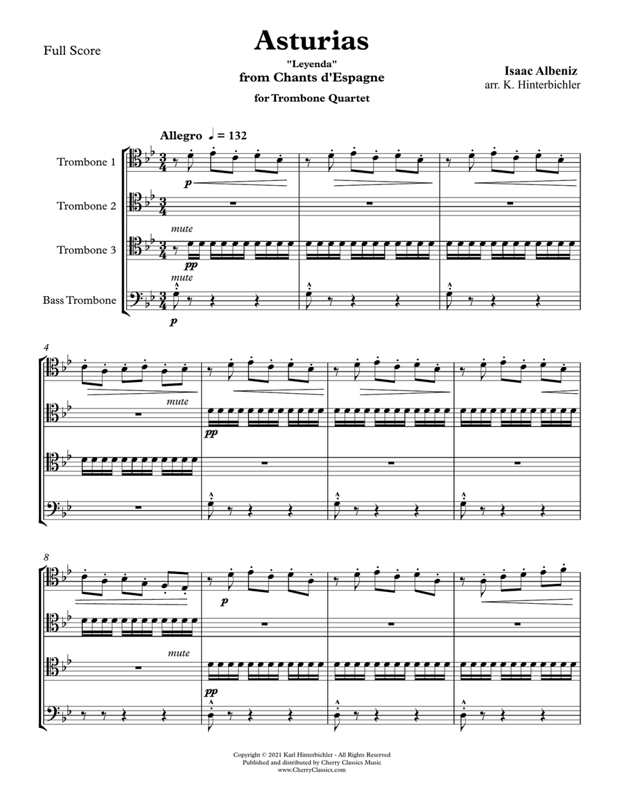 Asturias Leyenda for Trombone Quartet Trombone Quartet scores gallery preview page 2