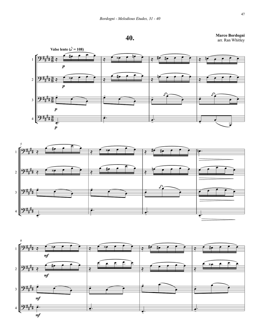 Melodious Etudes 31-40 for Trombone Quartet Trombone Quartet scores gallery preview page 4