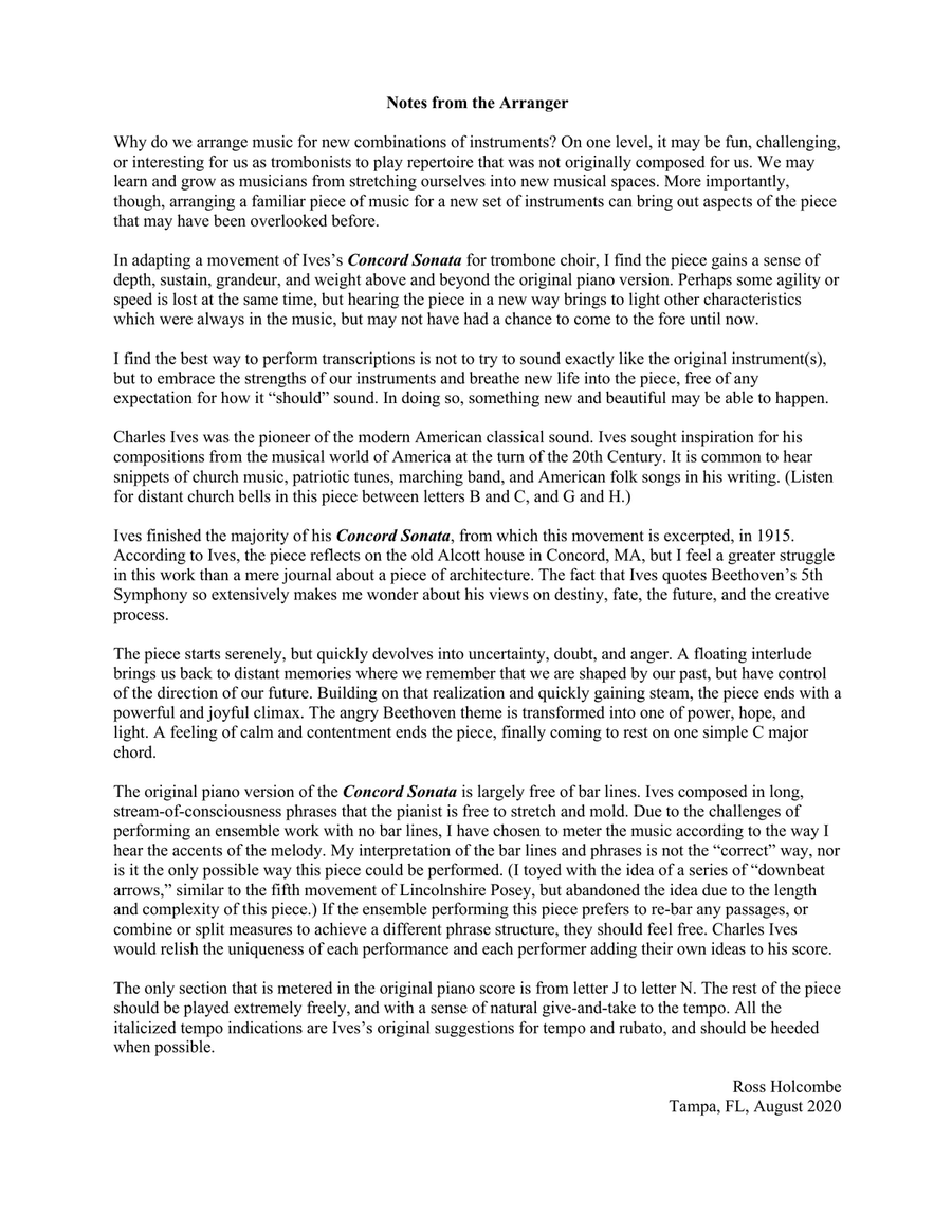 The Alcotts - from the Concord Sonata for Trombone Choir Trombone Solo scores gallery preview page 2