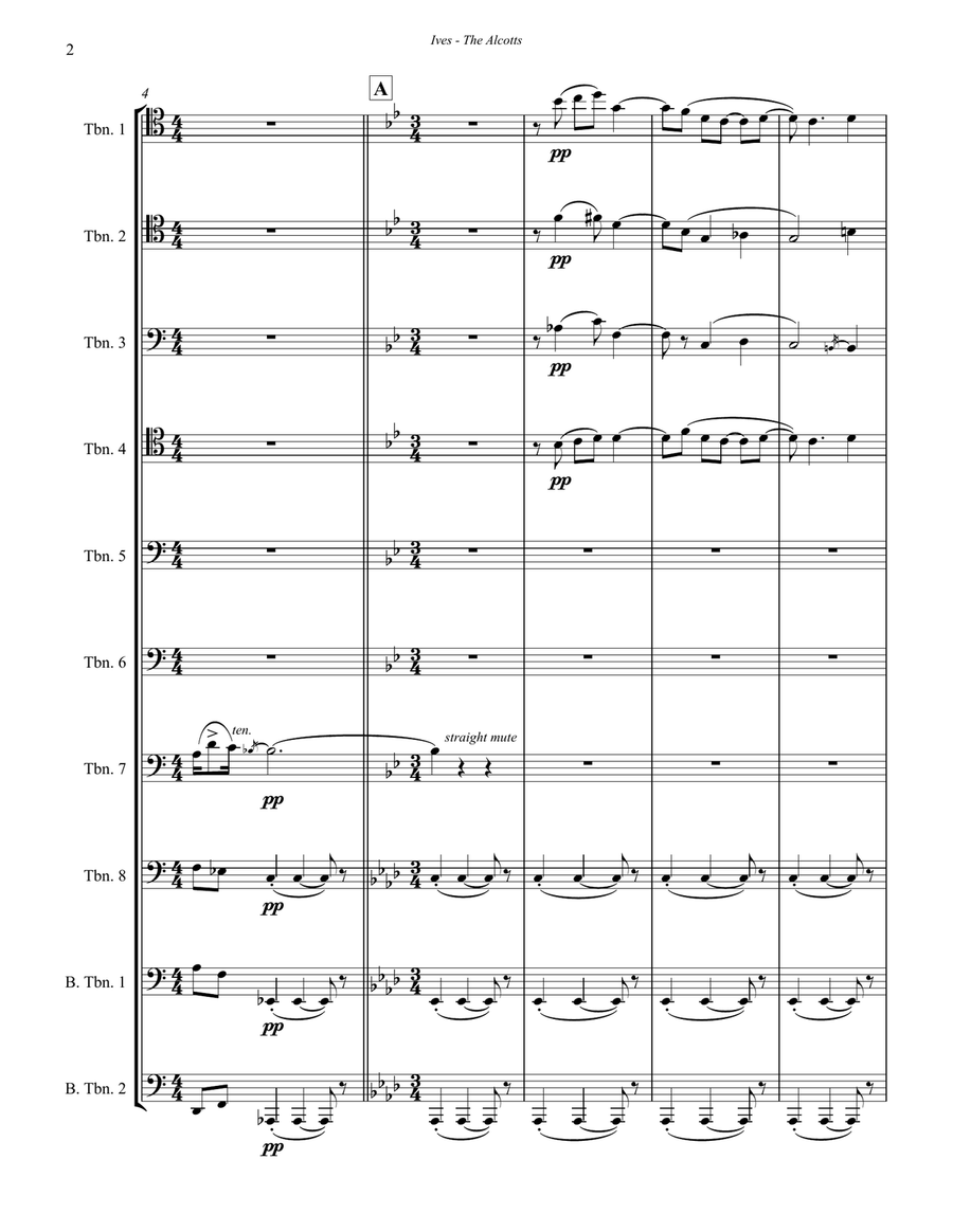 The Alcotts - from the Concord Sonata for Trombone Choir Trombone Solo scores gallery preview page 4