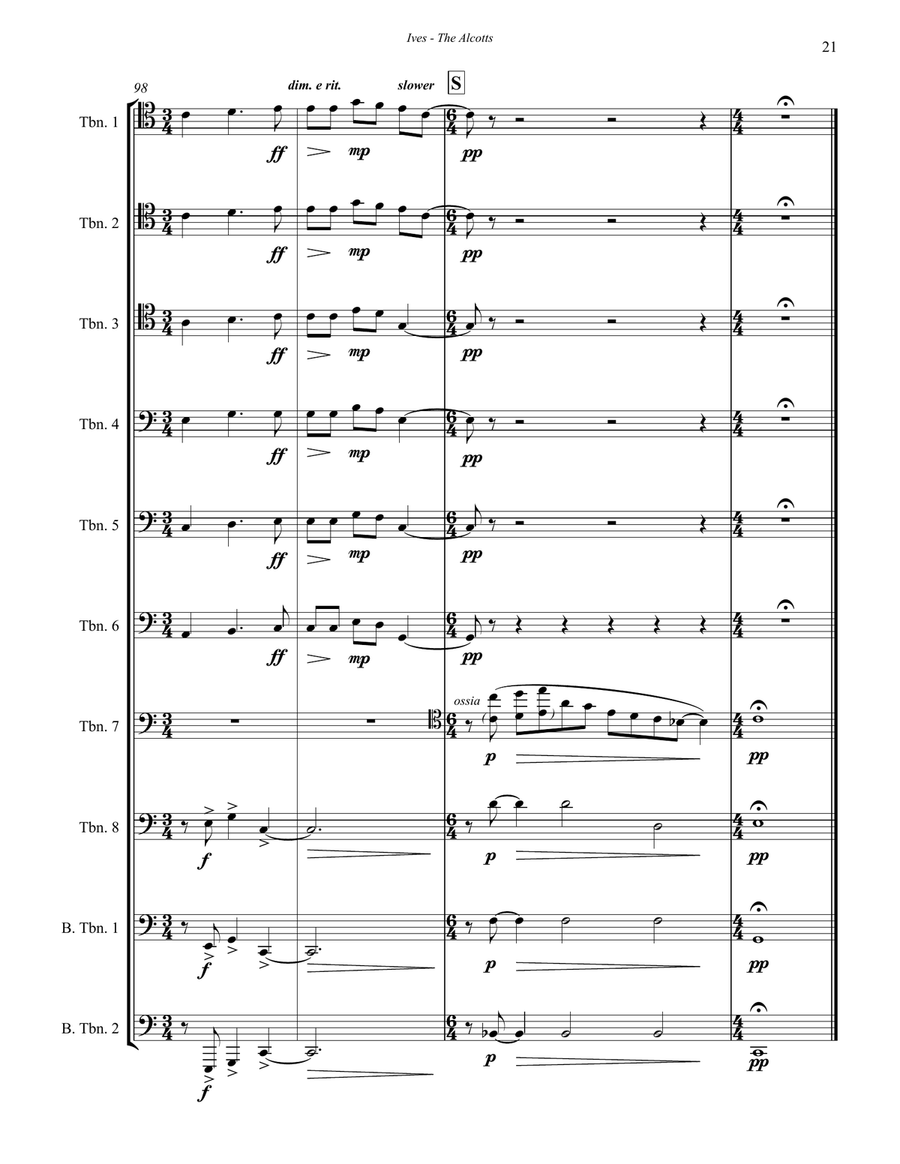 The Alcotts - from the Concord Sonata for Trombone Choir Trombone Solo scores gallery preview page 7