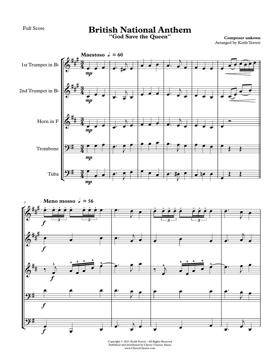 10 National Anthems arranged for Brass Quintet Brass Quintet scores gallery preview page 3