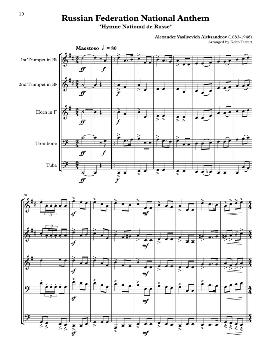 10 National Anthems arranged for Brass Quintet Brass Quintet scores gallery preview page 6