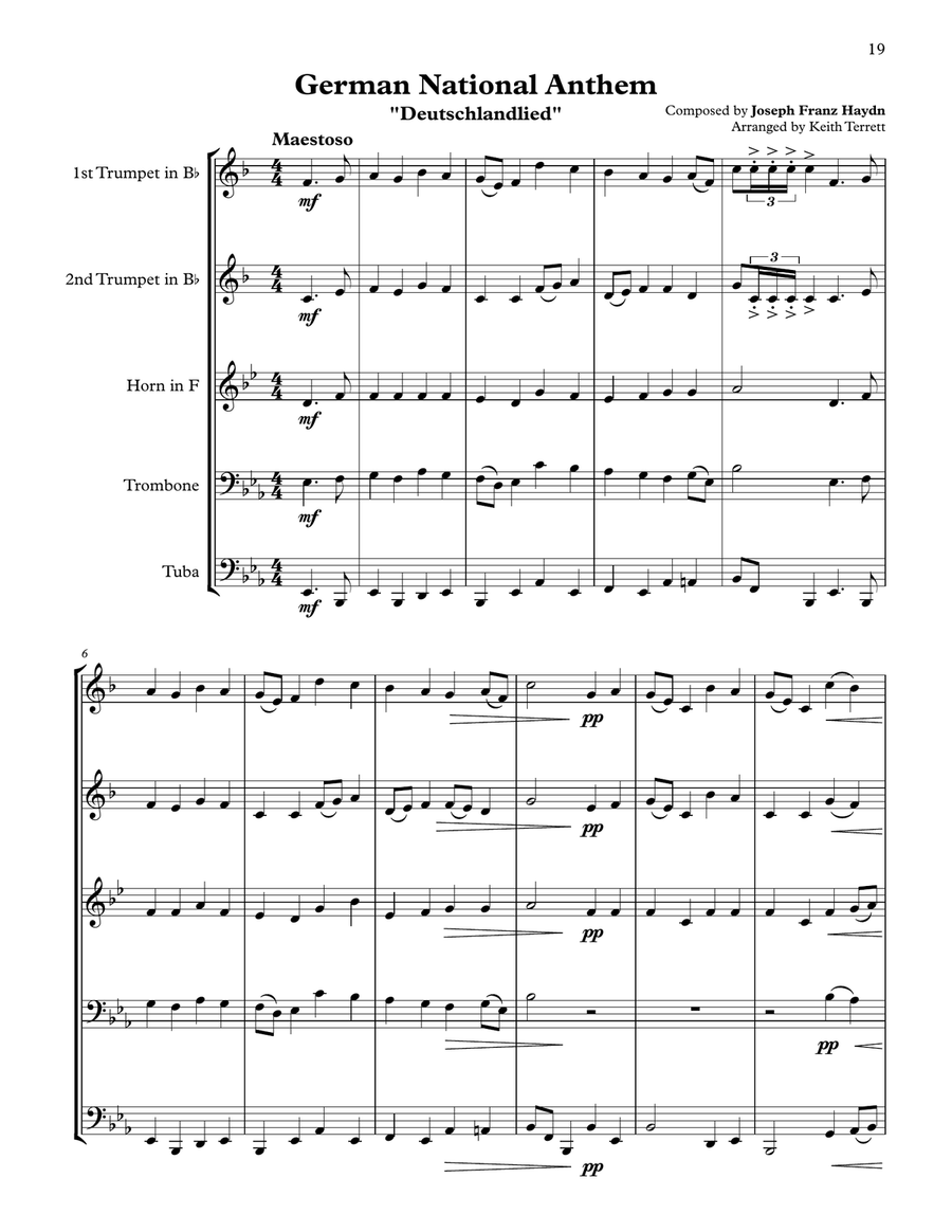 10 National Anthems arranged for Brass Quintet Brass Quintet scores gallery preview page 7