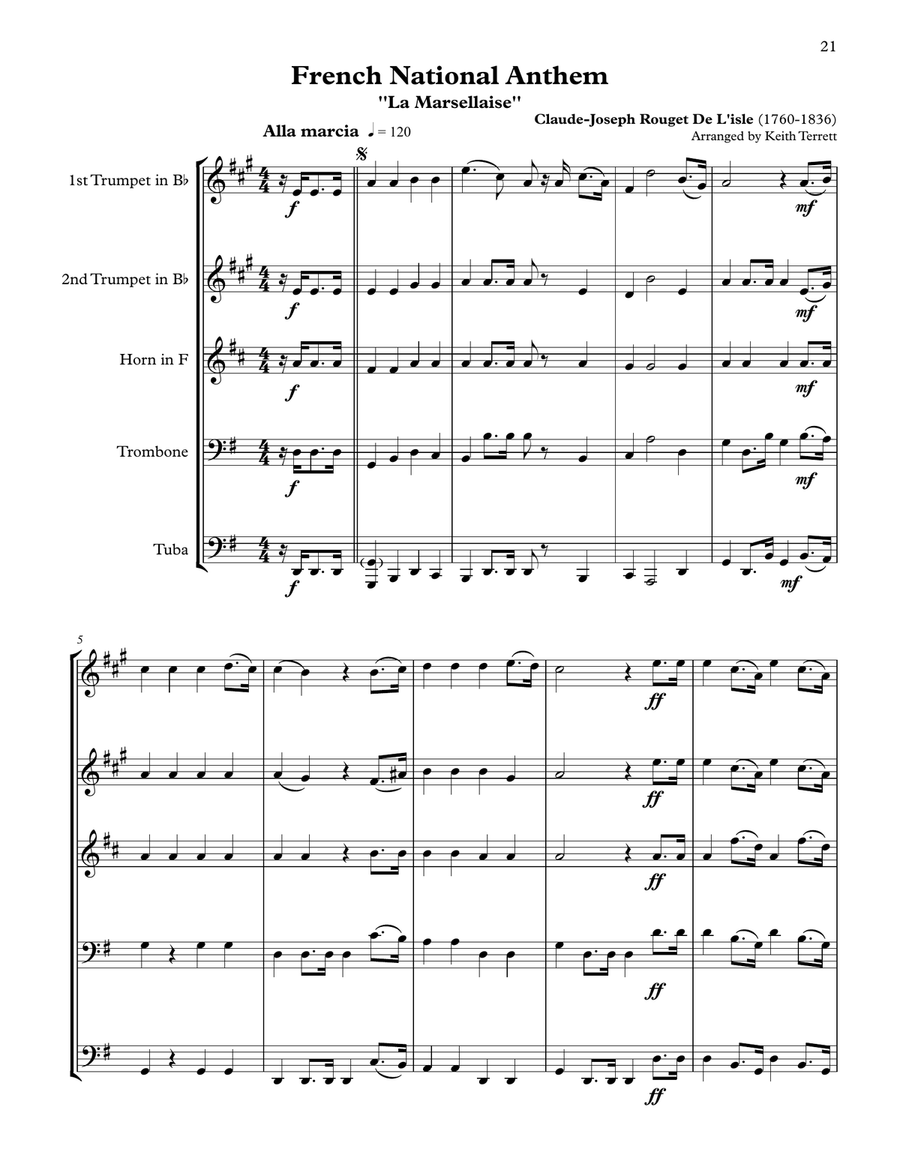 10 National Anthems arranged for Brass Quintet Brass Quintet scores gallery preview page 8