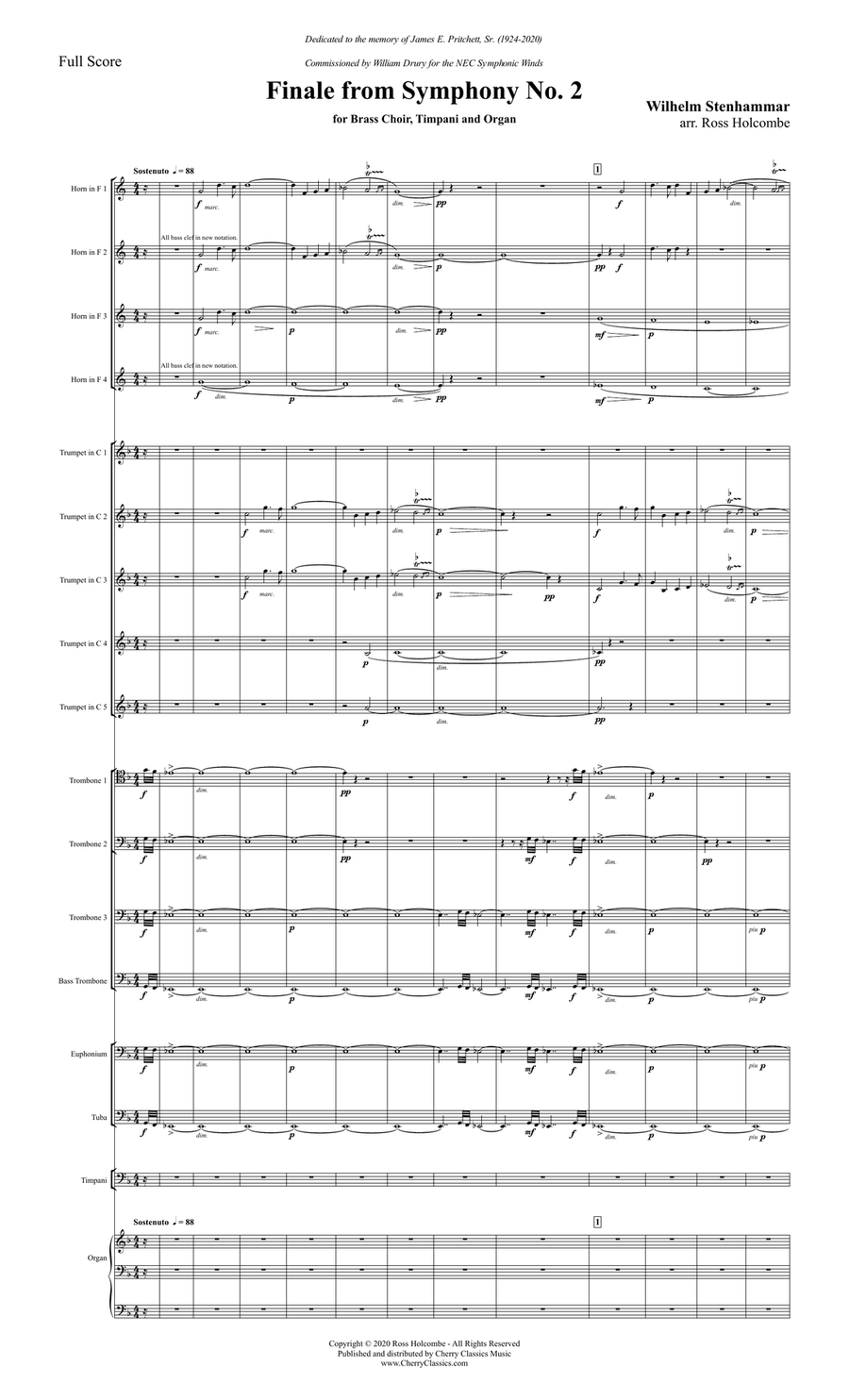 Finale from Symphony No. 2 for Brass Ensemble, Timpani & Organ Organ scores gallery preview page 2