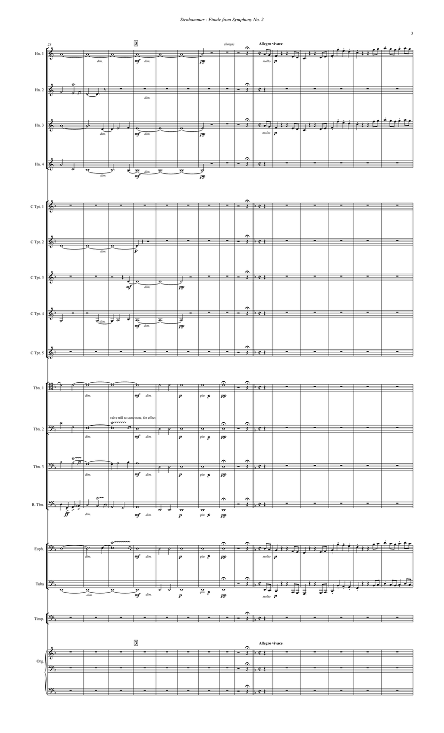 Finale from Symphony No. 2 for Brass Ensemble, Timpani & Organ Organ scores gallery preview page 3