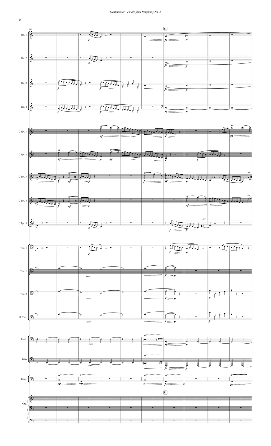 Finale from Symphony No. 2 for Brass Ensemble, Timpani & Organ Organ scores gallery preview page 4