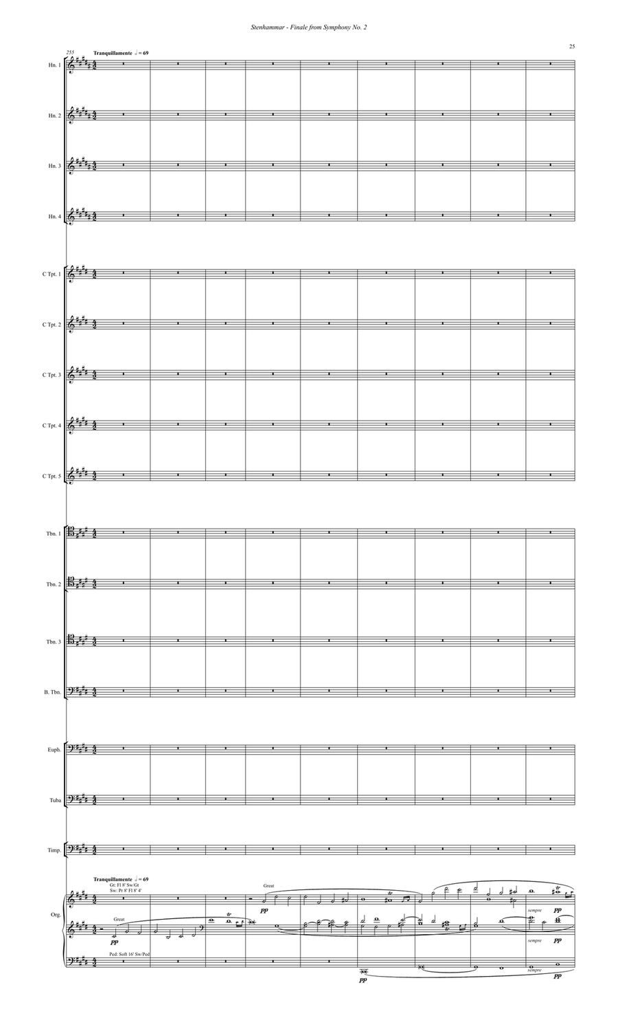 Finale from Symphony No. 2 for Brass Ensemble, Timpani & Organ Organ scores gallery preview page 5