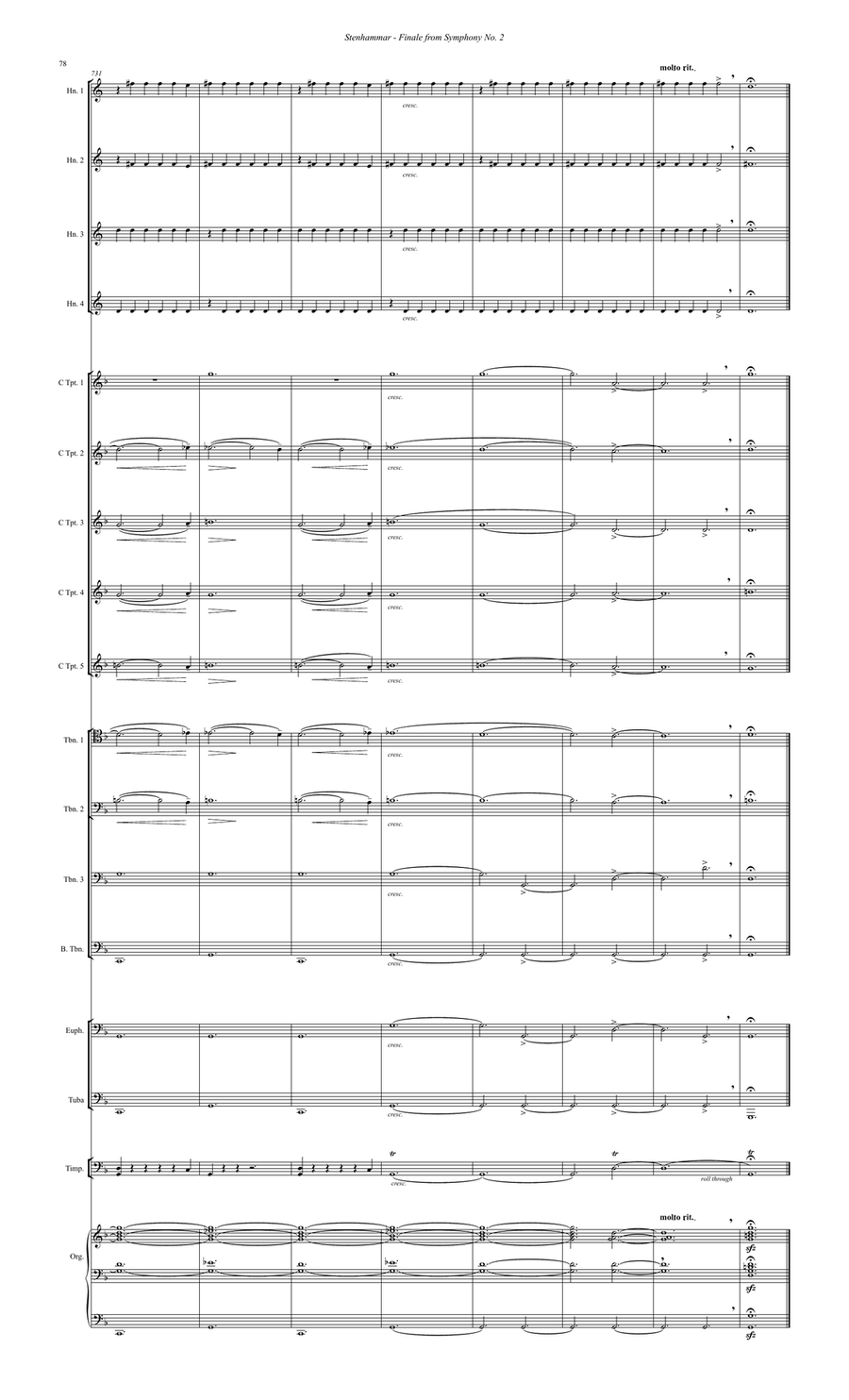 Finale from Symphony No. 2 for Brass Ensemble, Timpani & Organ Organ scores gallery preview page 9