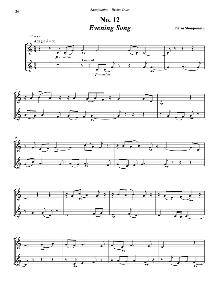 Twelve Duos for Trumpets based on Armenian Folk Songs Brass Duet scores gallery preview page 5