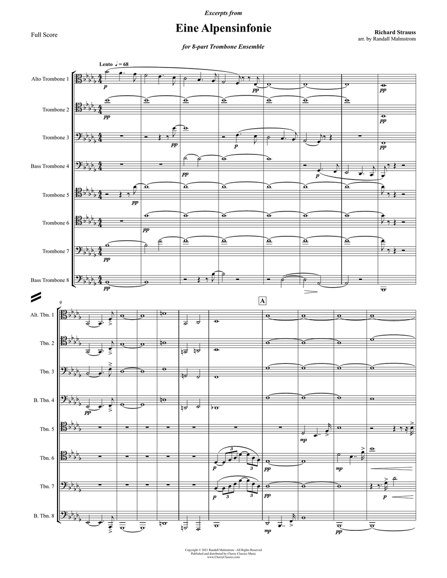 Eine Alpensinfonie Excerpts for 8-part Trombone Ensemble Trombone scores gallery preview page 2